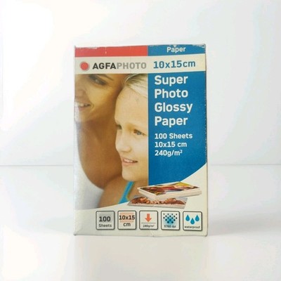 Druckerfotopapier; AGFA Super Photo Glossy Paper 10x15 cm, 100 Stück.