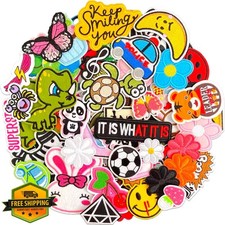 SHELEMB 100PCS Assorted Sew Iron On Patches for Bags Hats Jeans Backpacks