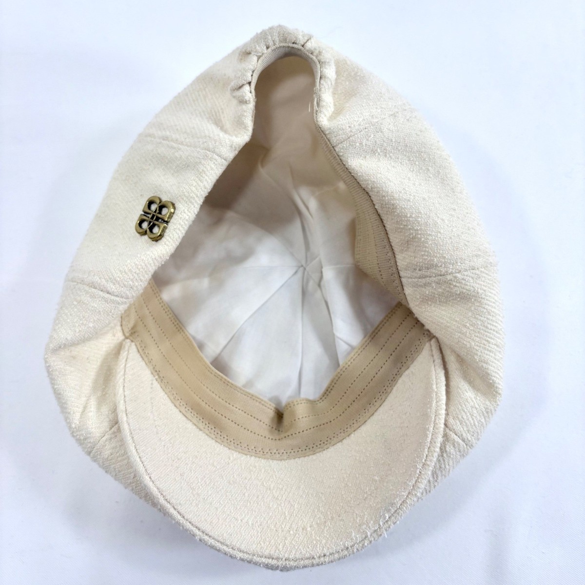 Newsboy Cap Cream Textured Eight Panel Baker Boy Hat with 