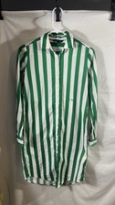 Tommy Hilfiger Women's Green And White Striped Shirt Dress Size XXS