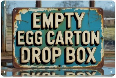 Empty Egg Carton Drop Box Tin Metal Signs Home Décor Vintage Farm House print, R
