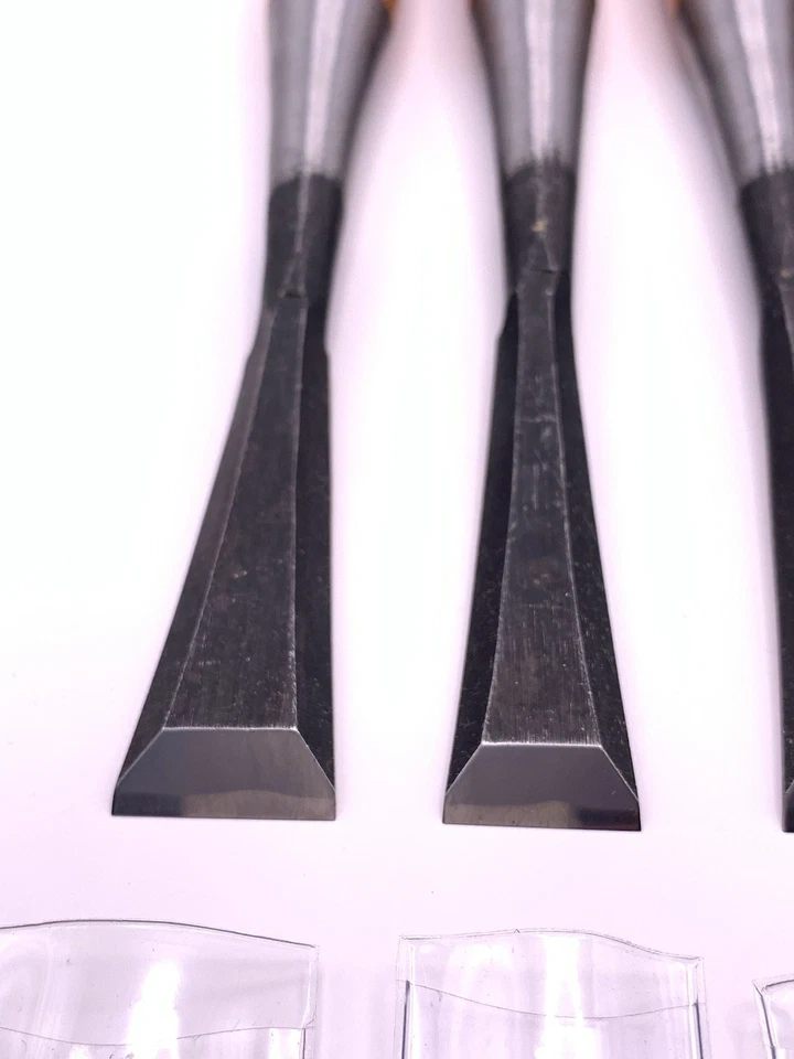 Set Of 5 Japanese Fishtail Chisels Blacksmith Made Bachi Nomi - Image 4 of 4