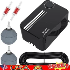 Dual Outlet Air Pump 120 GPH Adjustable Flow Quiet Operation Pond Aeration Kit