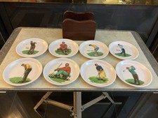 Zestaw 8 vintage 4" Wilson Golf Plastikowe talerze kolekcjonerskie / podkładki do napojów 