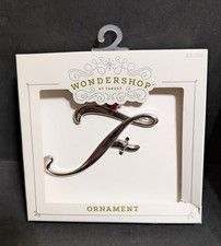   NEW   Wondershop Metal Monogram Letter Initial F Holiday Ornament Silver Tone