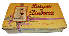 VECCHIA SCATOLA IN LATTA " BISCOTTI al PLASMON " cm. 33x18x7
