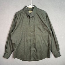 Eddie Bauer Mens Wrinkle Resistant Long Sleeve Shirt Size Medium Cotton Green