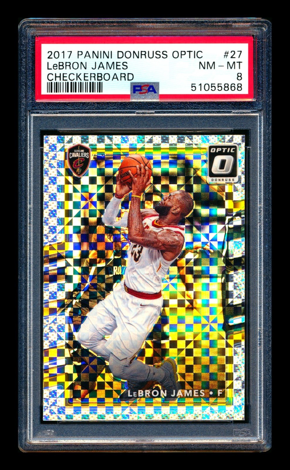 2017-18 PANINI DONRUSS OPTIC LEBRON JAMES CHECKERBOARD PRIZM CASE HIT SSP PSA 8!