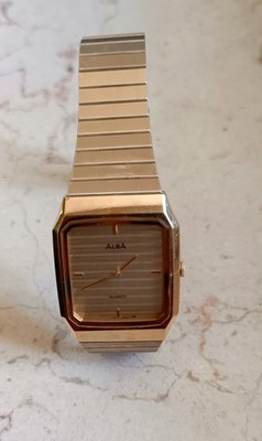 Vintage Alba Watch 450042 Model Of The Eighties Working &)Gold Tone Bracelet