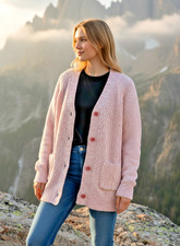 Woman Within Pink Marbled Cardigan Sweater Size 2X 26/28