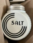 Anchor Hocking VITROCK MILK GLASS Black Circle Range Salt Shaker With Metal Lid