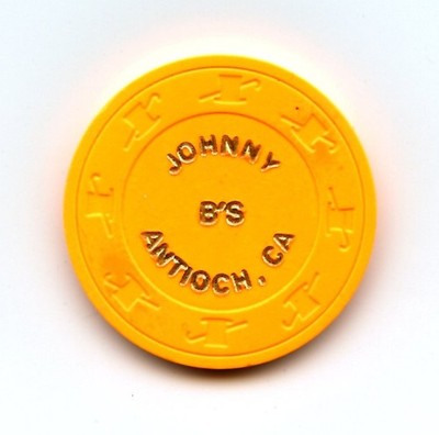 RARE OLD VINTAGE 1983 CALIF CARD ROOM CHIP - 25 CENT - JOHNNY B's - ANTIOCH CA
