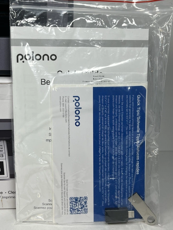 POLONO Label Printer 4x6 Thermal Shipping PL60 USB Cord & Power Cord + 10 Sheets - Image 2 of 4