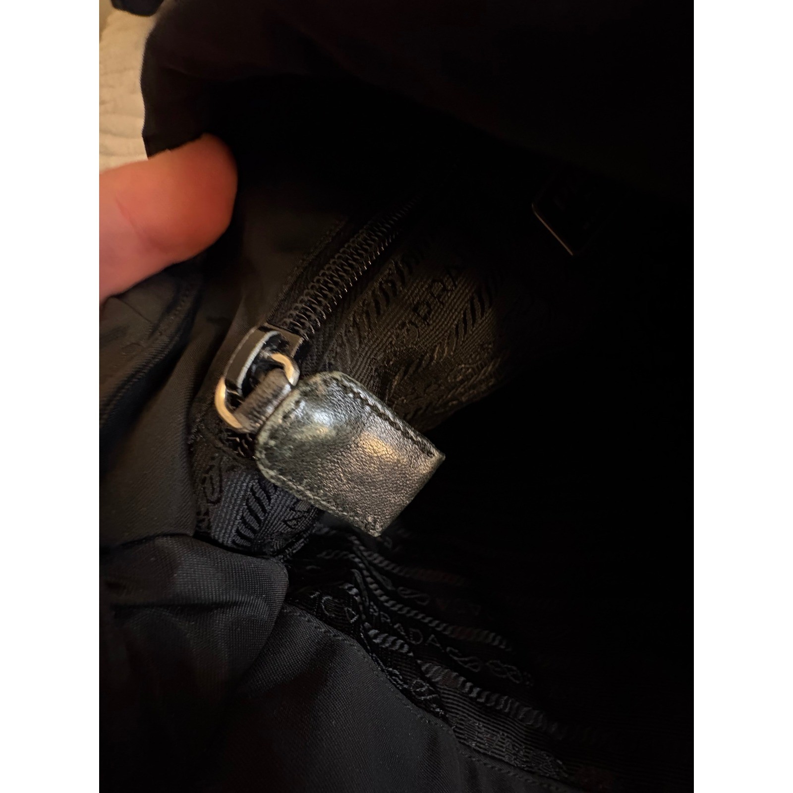 Prada Black Nylon Tote Bag Leather Trim Triangle Logo Shoulder Bag Vintage thumbnail 12