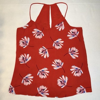Express women s XS sleeveless flowy cami tank top key hole back red blue white