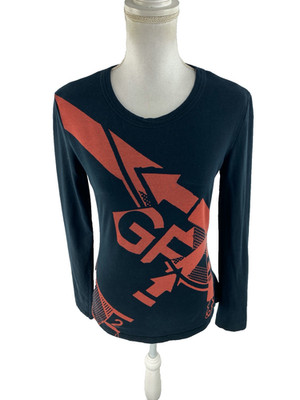 GF Ferre Womens L (Fits Slim) Long Sleeve Graphic Tee Top Logo Spellout Designer