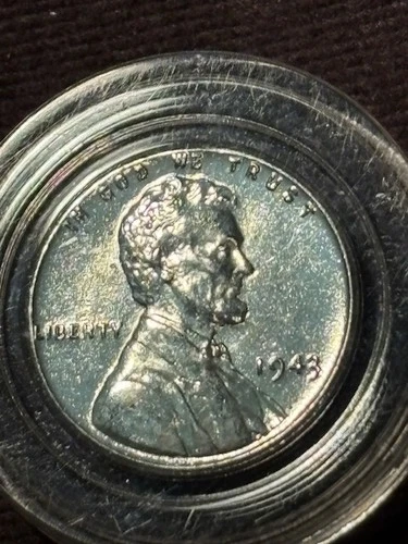 1943  CH UNC LINCOLN STEEL CENT & 1964 d RAINBOW TONED CH BU