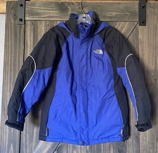 The North Face Youth/Junior Blue Black Hooded Nylon Jacket L/G Full Zip