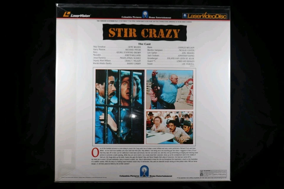 Stir Crazy Laserdisc Columbia Pictures Movie  Extended Play Vintage  Foto 2 de 2