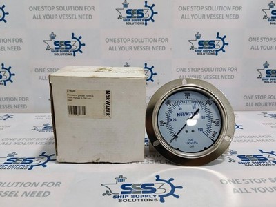 Norwater Z-4028 4'' Dia Liquid Filled Pressure Gauge 0-100bar 0-1450psi