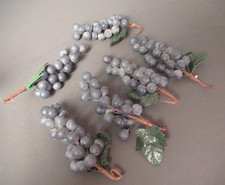 6 Artificial Purple Grapes Decorative Berry Stems Piks - 7" long - d6 sb