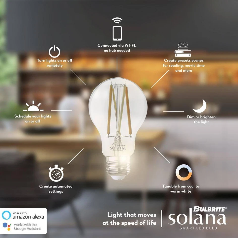 Solana 65-Watt Equivalent BR30 Dimmable Smart Wi-Fi Connected LED Light Bulb Whi - Image 3 of 4