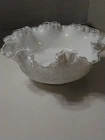 Large Vintage Fenton Spanish Lace Silver Crest Milk Glass Bowl 9 1/2"