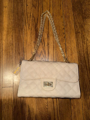 hello 3 aM | Mini Fashionista Clutch Purse | 100% PVC Turn Lock Closure | Beige