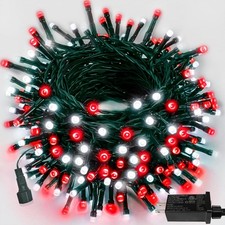 75.8 FT 200 LED Red and White Christmas Lights Outdoor Indoor, Timer  Memory