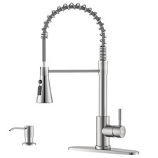 Brushed Nickel Kitchen Faucet with Pull Down Sprayer Soap Dispenser