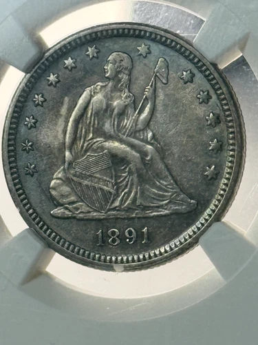 1891 25C Seated Liberty Quarter NGC AU58 - Near MS Type Detail Silver Sheen
