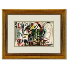 Pablo Picasso (1881-1973), "Carnet de Californie 19.11.55-I" Framed Vintage Lith