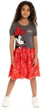 Minnie Mouse Girls Sweater Top Dress with Mesh Skirt, Size Large