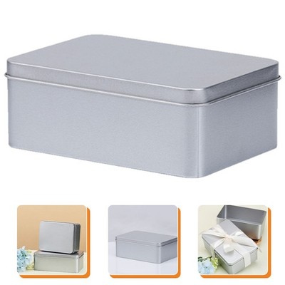 3 Pcs Rectangular Tinplate Box With Lid Multipurpose Tin Storage Container
