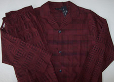 NWT Hart Schaffner Marx WINE/NAVY PLAID Woven Cotton Pajama Set Men M WINEBERRY