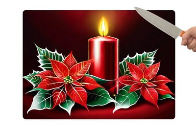 Weihnachten Kerze Glas Schneidebrett Arbeitsplattensparer rutschfest leicht zu reinigen Küche