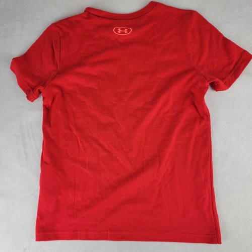 Under Armour Boys Small Tshirt Red Baseball Homw Plate Loose Fit Cotton NWT - Picture 2 of 3
