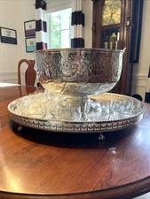 Sheffield Silver Punch Bowl Footed Tray Whiting Louis XV 197g Sterling Ladle Lot