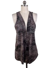 Maurices Y2K Cardigan Vest Womens Large Brown Camouflage Crochet Sleeveless Boho