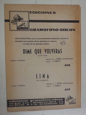 salon orchestra parts DIME QUE VOLVERAS / LINA