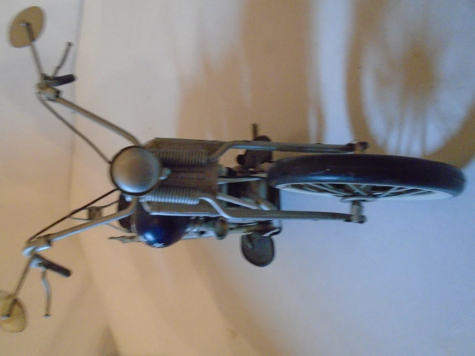 Motorcycle tin Metal Art Sculpture Figurine Decor 13" x9" USA flag Gas tank - Image 2 of 4