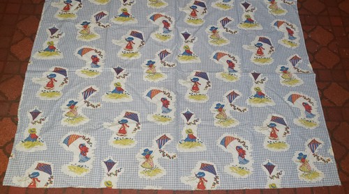 Holly Hobbie Flying Kite Cotton Manes Fabric AMG 46" x 70" ~ 2 YD Rare Vintage - Picture 4 of 10