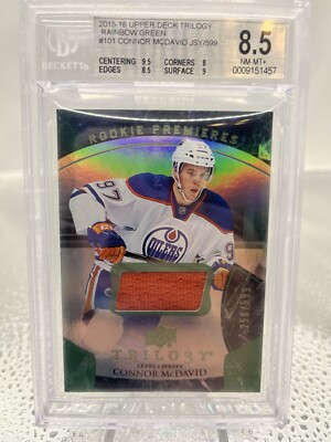2015-16 Trilogy Connor McDavid ROOKIE PREMIERES JERSEY RC OILERS /599 #101 (8.5)