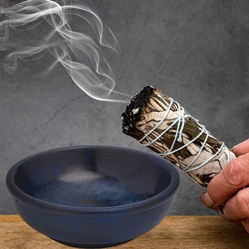 Räucherschale Speckstein blau RUND Durchmesser 10 cm handbemalt Feuerfest - Bild 6 von 6