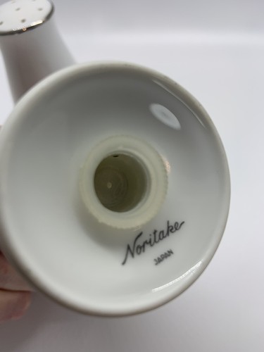 Noritake PASADENA Pink Rose Bud Salt and Pepper Shaker Set 3-1/4" Silver Trim - Picture 9 of 9