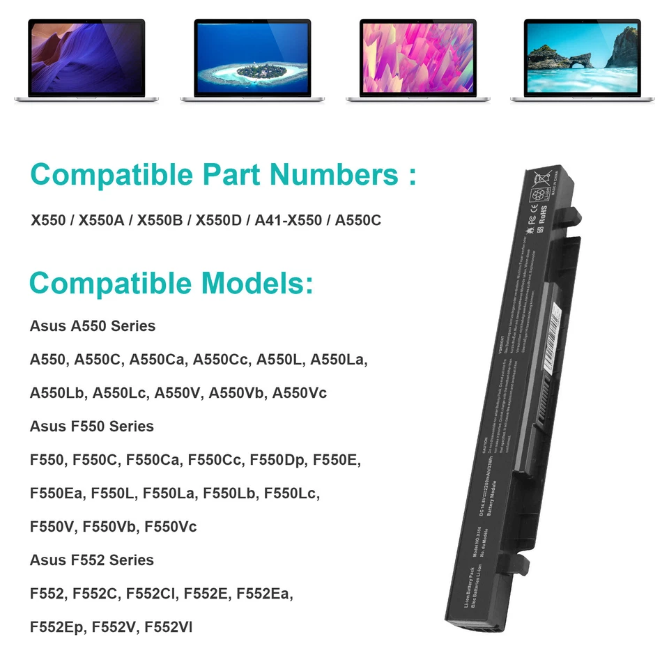 A41-X550A Akku Batterie Für ASUS X550 X550C F550C F550E F550L F550V F552C F552EA - Bild 2 von 4