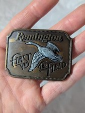 vintage REMINGTON canada goose SOLID BRASS belt buckle WESTERN sid bell HUNTING