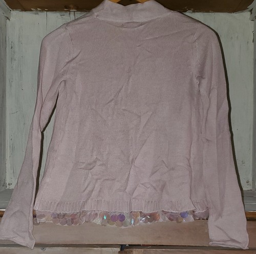 Gap Blush Pink Cardigan Sweater Disc Sequin Size XL 12 Kids Girls NWT *W24 - Picture 2 of 7