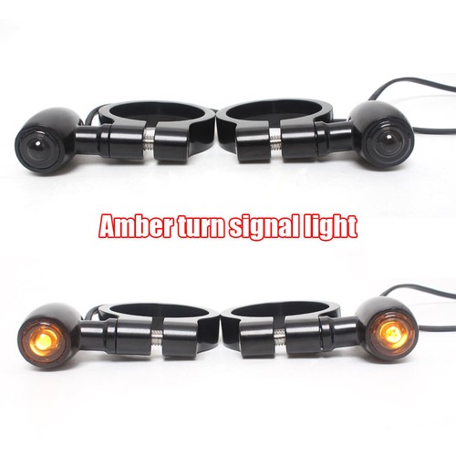 LED Turn Signal Lights Indicator Blinker 41mm Fork Clamp for Harley Honda Bobber - Picture 6 of 16