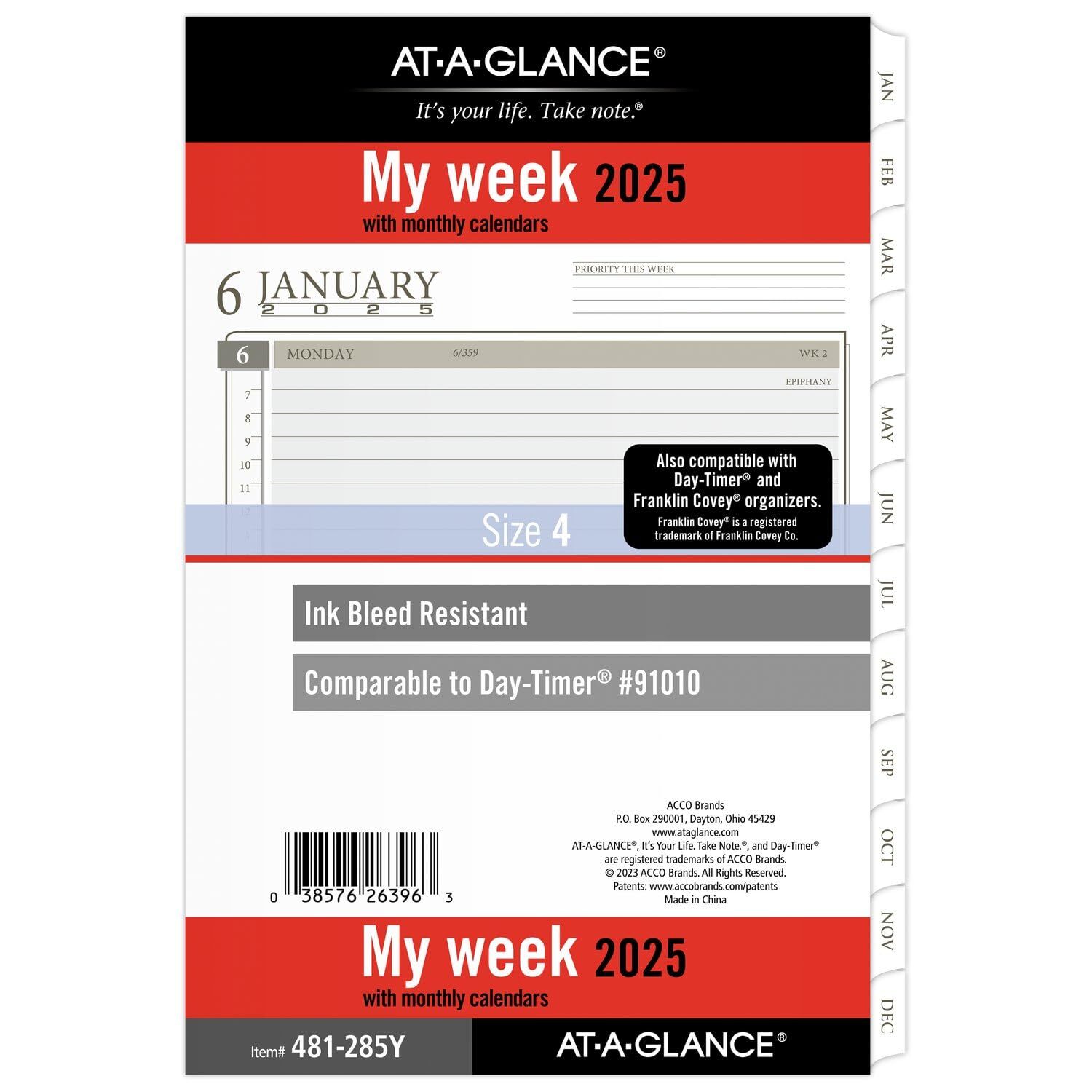 2025 Planner Refill, Weekly & Monthly, 5-1/2